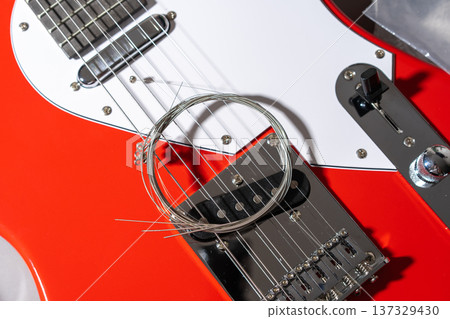 Red Guitar with Strings Red Guitar with Strings 137329430