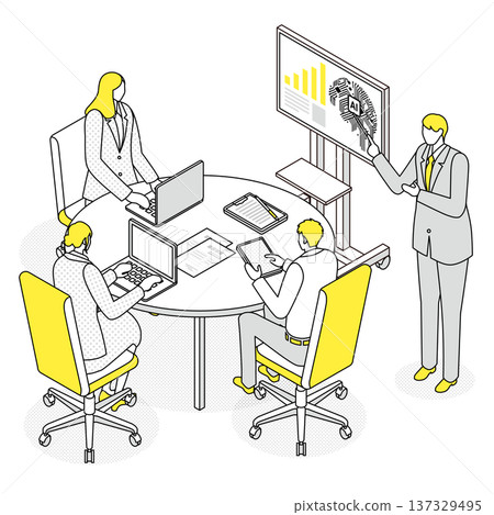 圖示：一場討論引進人工智慧的商務會議 137329495