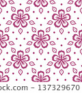 Elegant floral design. Symmetrical tile with small diamond accents and soft white background 137329670