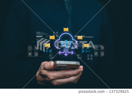 Cloud Data Transfer and Digital Document Management Concept Cloud Data Transfer and Digital Document Management Concept 137329825