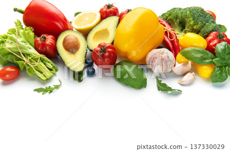 Fresh healthy eating vegetables and fruits food ingredients Fresh healthy eating vegetables and fruits food ingredients 137330029