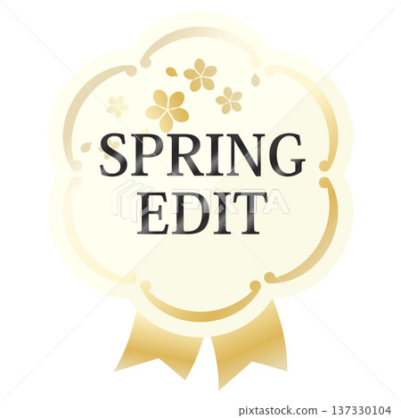 Luxurious spring promotional emblem in ivory and gold Luxurious spring promotional emblem in ivory and gold 137330104