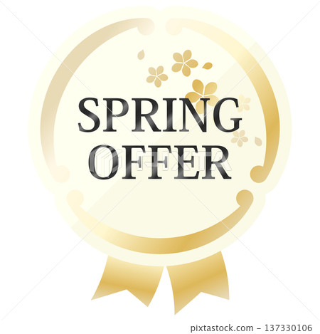 Luxurious spring promotional emblem in ivory and gold 137330106