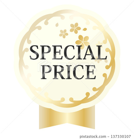 Luxurious spring promotional emblem in ivory and gold 137330107