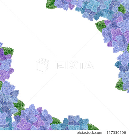 【繡球花框】手工刺繡插畫素材 【繡球花框】手工刺繡插畫素材 137330206