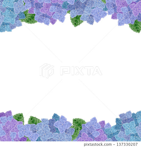 【繡球花上下框】手工刺繡插畫素材 【繡球花上下框】手工刺繡插畫素材 137330207
