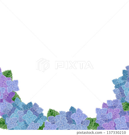 [Hydrangea frame] Hand embroidery illustration material 137330210