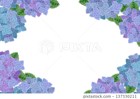 [Hydrangea frame] Hand embroidery illustration material 137330211