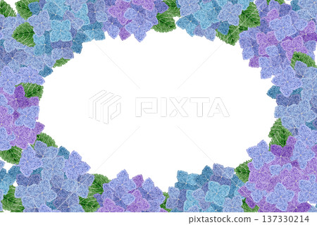 [Hydrangea frame] Hand embroidery illustration material 137330214