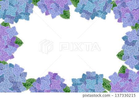 [Hydrangea frame] Hand embroidery illustration material 137330215