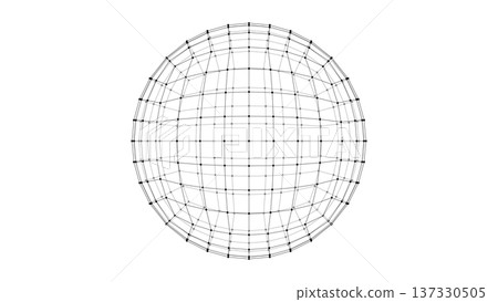 Abstract wireframe sphere. Dots connected by lines. Technology abstract background. Minimalist mesh backdrop. Abstract polygonal shape. 137330505