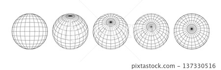 Monochrome Wireframe Grid Sphere Shape. Abstract 3D Geometric Sphere Shape Monochrome Wireframe Grid Sphere Shape. Abstract 3D Geometric Sphere Shape 137330516