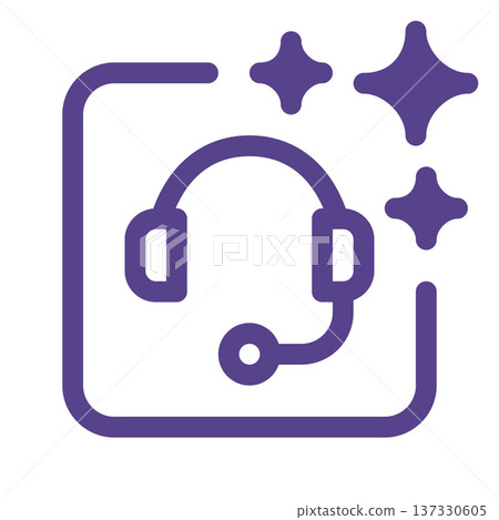 AI agent outline icon. Minimal line design representing artificial intelligence assistant, virtual agent, automation, smart technology, and digital communication concepts. 137330605