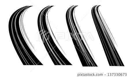Black Solid Bullet Train Speed Silhouettes Set of Six on White Background 137330673