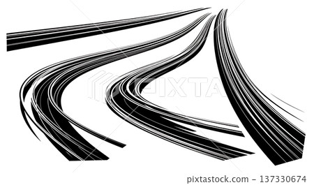 Black Solid Bullet Train Speed Silhouettes Set of Six on White Background Black Solid Bullet Train Speed Silhouettes Set of Six on White Background 137330674