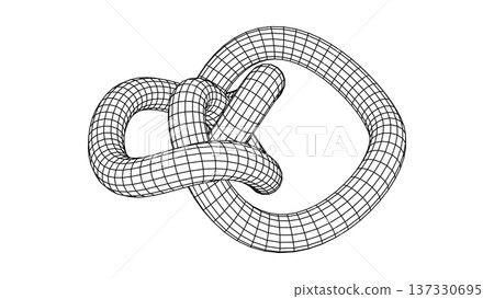 Monochrome Wireframe Grid Shape. Abstract 3D Geometric Knot Shape Monochrome Wireframe Grid Shape. Abstract 3D Geometric Knot Shape 137330695