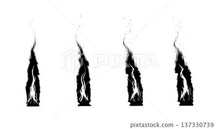 Black Solid Campfire Ember Silhouettes Set of Six on White Background Black Solid Campfire Ember Silhouettes Set of Six on White Background 137330739