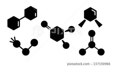 Black Solid Alcohol Solvent Silhouettes Set of Six on White Background Black Solid Alcohol Solvent Silhouettes Set of Six on White Background 137330966