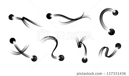 Black Solid Basketball Fastbreak Silhouettes Set of Six on White Background Black Solid Basketball Fastbreak Silhouettes Set of Six on White Background 137331436