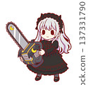 Gothic Lolita girl with a chainsaw 137331790