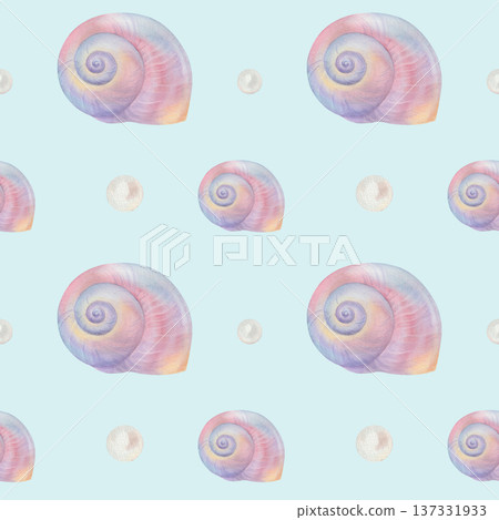 Watercolor seamless Sea life pattern  137331933