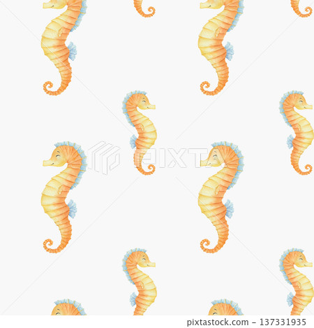 Watercolor seamless Sea life pattern  137331935