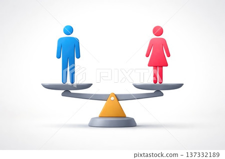 Gender equality balance scale with male and female icons equality concept 137332189
