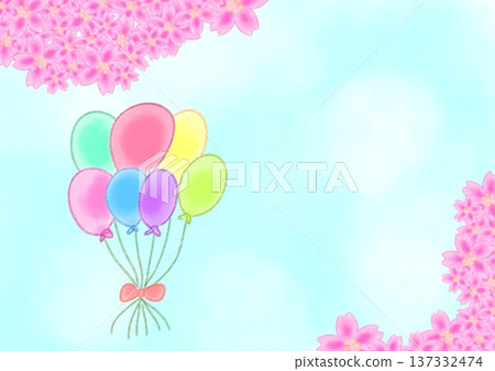 熱氣球穿過櫻花叢 熱氣球穿過櫻花叢 137332474