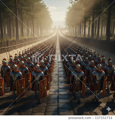 古羅馬軍團列隊行進的歷史場景 137332718