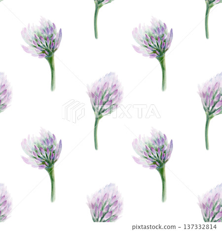 Clover soft lilac flower in seamless pattern symbolizing wedding grace and tender romance.Hand drawn watercolor in washes,fine detail for bridal stationery,spring celebrations,feminine design projects Clover soft lilac flower in seamless pattern symbolizing wedding grace and tender romance.Hand drawn watercolor in washes,fine detail for bridal stationery,spring celebrations,feminine design projects 137332814