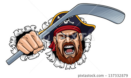 Pirate Ice Hockey Sports Team Mascot Pirate Ice Hockey Sports Team Mascot 137332879
