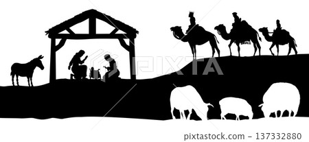 Christmas Nativity Scene Bethlehem Manger Wise Men Christmas Nativity Scene Bethlehem Manger Wise Men 137332880