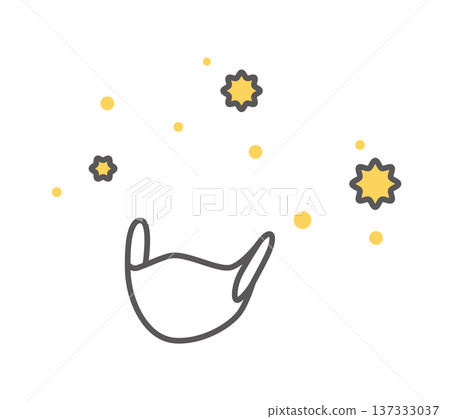 Simple illustration of a mask to prevent hay fever while pollen is flying Vector illustration Simple illustration of a mask to prevent hay fever while pollen is flying Vector illustration 137333037