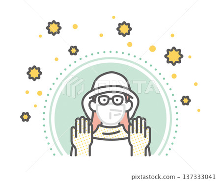 Simple illustration of a person fully equipped with pollen protection to block pollen. Vector illustration 137333041