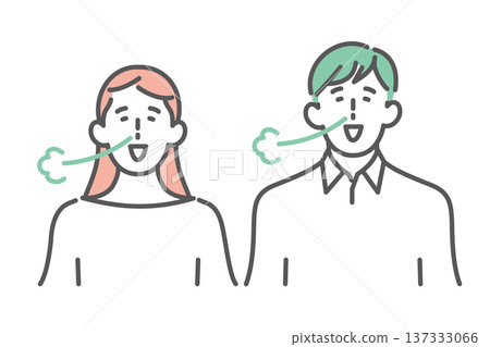 一幅簡單的插圖,描繪了一男一女舒適地用鼻子呼吸。向量圖。 一幅簡單的插圖,描繪了一男一女舒適地用鼻子呼吸。向量圖。 137333066