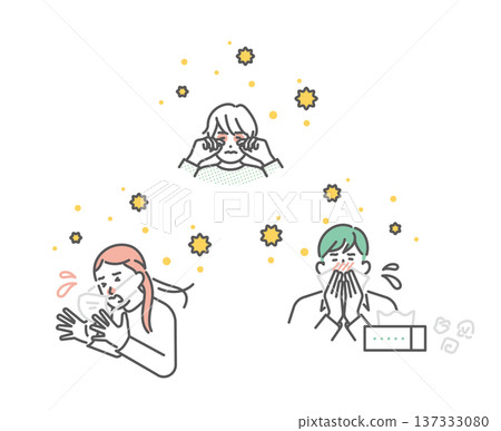 花粉症主要症狀的簡圖。向量圖 花粉症主要症狀的簡圖。向量圖 137333080