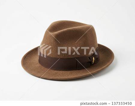 Stylish Brown Felt Fedora Hat with Dark Ribbon, Classic Gentleman's Accessory for Formal and Casual Wear Stylish Brown Felt Fedora Hat with Dark Ribbon, Classic Gentleman's Accessory for Formal and Casual Wear 137333450