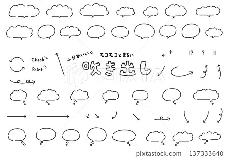 A set of cute hand-drawn line-drawn speech bubbles 137333640