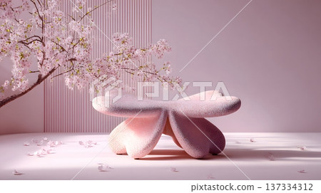 櫻花主題長椅和春季室內裝飾 137334312