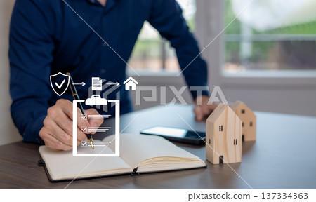 Property Insurance Policy Checklist and Home Protection Planning Concept Property Insurance Policy Checklist and Home Protection Planning Concept 137334363