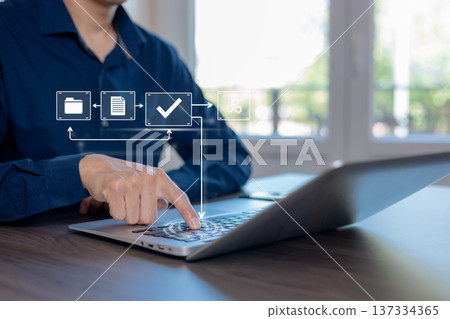 Digital Workflow Automation and Business Process Management Concept Digital Workflow Automation and Business Process Management Concept 137334365