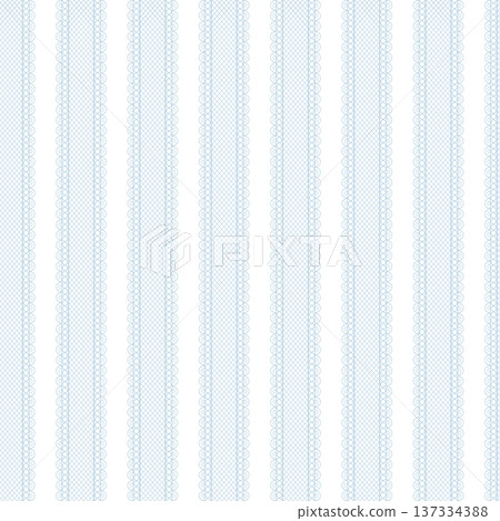 Blue vintage vertical striped seamless pattern. Vector French farmhouse lace print, wallpaper, romantic background. 137334388