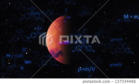 planet Mars with formulas. Computer generated 3d render planet Mars with formulas. Computer generated 3d render 137334488