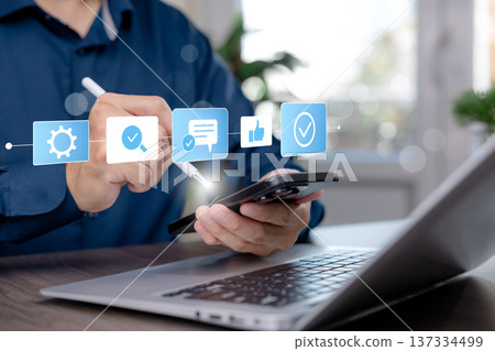 Digital Workflow Approval and Customer Feedback Management Concept 137334499