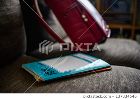 School bag and math notebooks School bag and math notebooks 137334546
