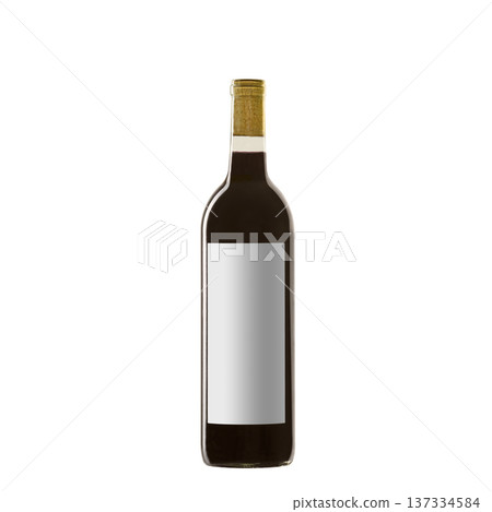 red wine bottle with blank label isolated on white background. red wine bottle with blank label isolated on white background. 137334584