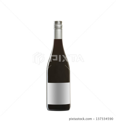 red wine bottle with blank label isolated on white background. red wine bottle with blank label isolated on white background. 137334590