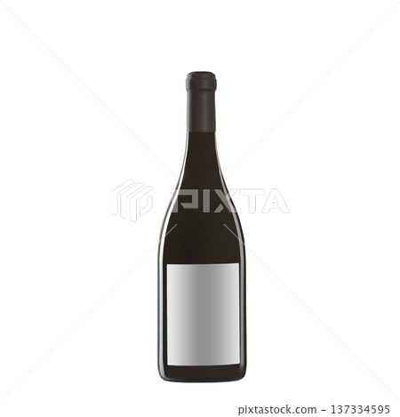 red wine bottle with blank label isolated on white background. 137334595