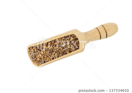 Crataegus, commonly called hawthorn, quickthorn,thornapple, May-tree, whitethorn, Mayflower or hawberry in wooden scoop isolated on white background. Crataegus, commonly called hawthorn, quickthorn,thornapple, May-tree, whitethorn, Mayflower or hawberry in wooden scoop isolated on white background. 137334650
