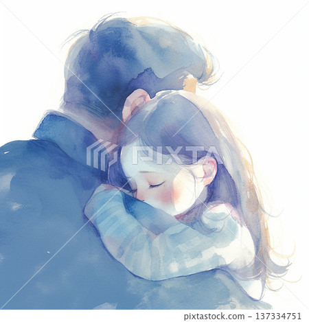Father holding daughter in a warm embrace in a close moment during the day Father holding daughter in a warm embrace in a close moment during the day 137334751